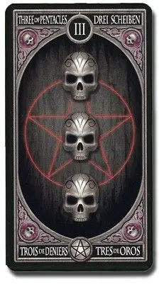 3 of Pentacles card from the Anne Stokes Gothic Tarot deck