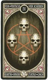 4 of Pentacles card from the Anne Stokes Gothic Tarot deck
