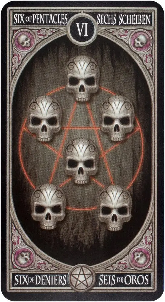 6 of Pentacles card from the Anne Stokes Gothic Tarot deck
