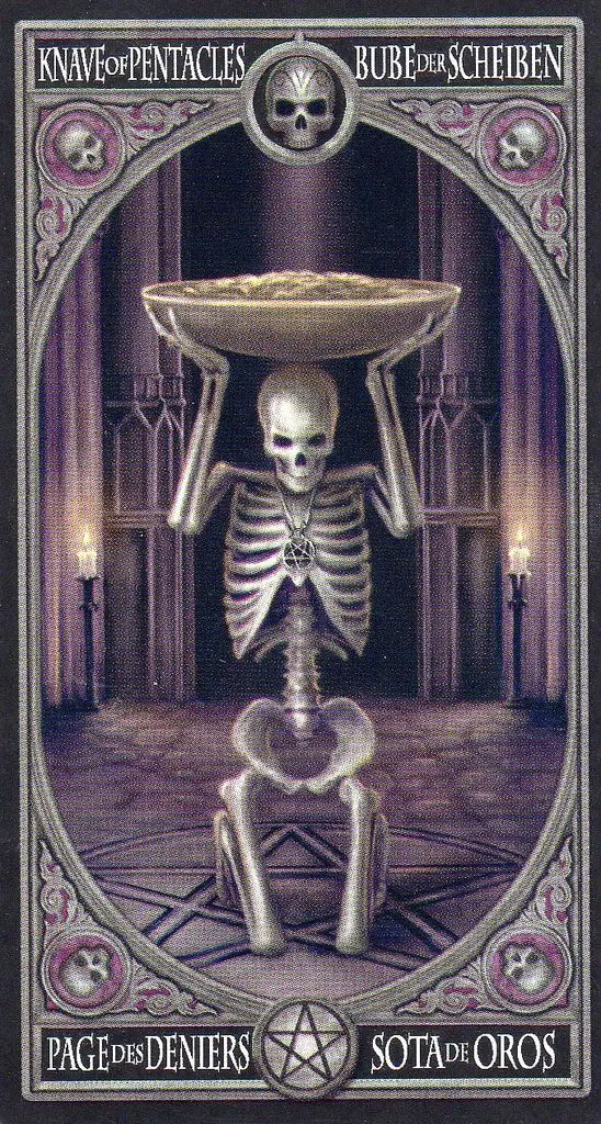 Page of Pentacles card from the Anne Stokes Gothic Tarot deck