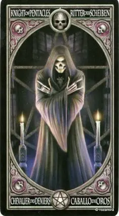 Knight of Pentacles card from the Anne Stokes Gothic Tarot deck