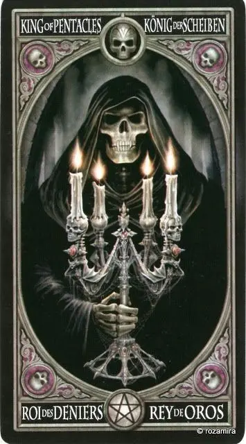 King of Pentacles card from the Anne Stokes Gothic Tarot deck