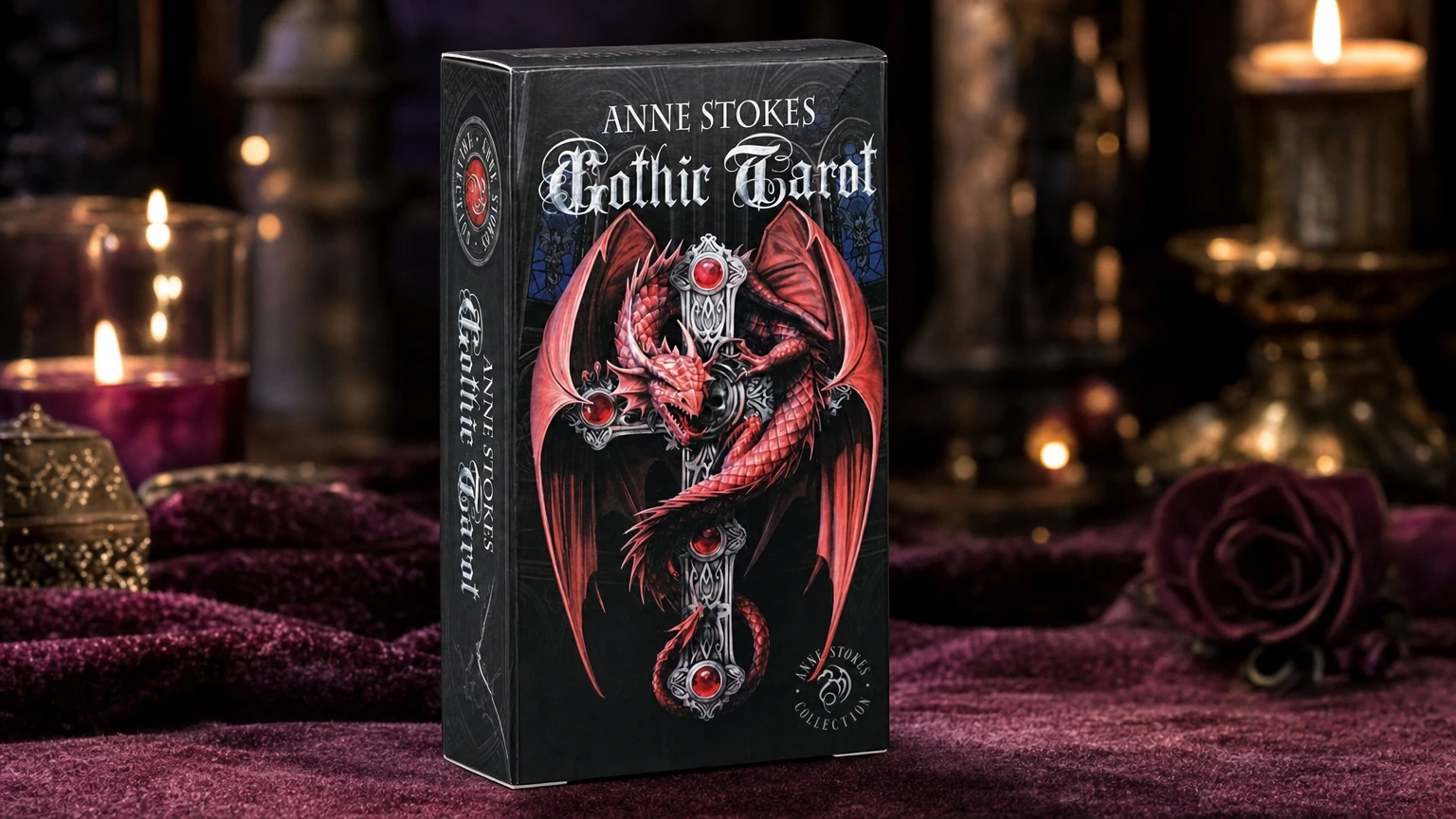 Anne Stokes Gothic Tarot product box lifestyle image Anne Stokes Gothic Tarot product box lifestyle image