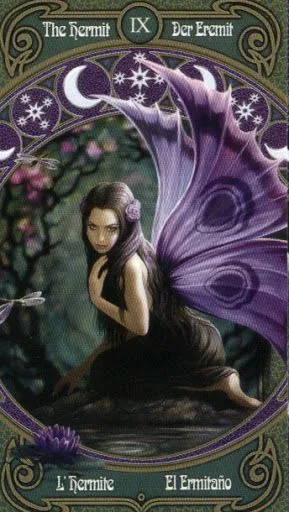 The Hermit card from the Anne Stokes Legends Tarot deck