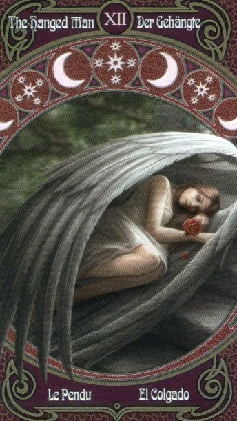 The Hanged Man card from the Anne Stokes Legends Tarot deck