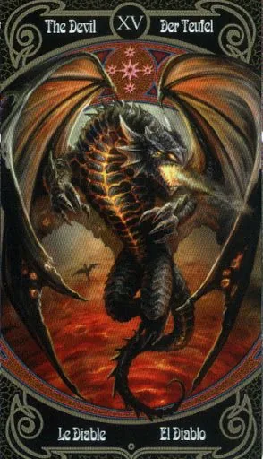 The Devil card from the Anne Stokes Legends Tarot deck