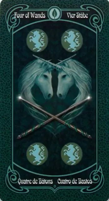 5 of Wands card from the Anne Stokes Legends Tarot deck