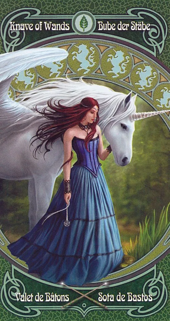 Page of Wands card from the Anne Stokes Legends Tarot deck