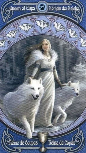 Queen of Cups card from the Anne Stokes Legends Tarot deck