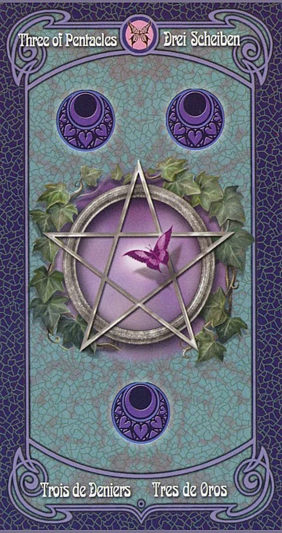 3 of Pentacles card from the Anne Stokes Legends Tarot deck