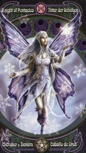 Knight of Pentacles card from the Anne Stokes Legends Tarot deck