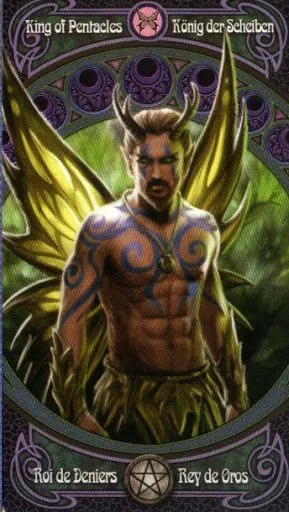 King of Pentacles card from the Anne Stokes Legends Tarot deck