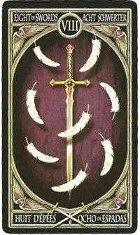 Anne Stokes Legends Tarot Review 13 8 of Swords card from Anne Stokes Legends Tarot