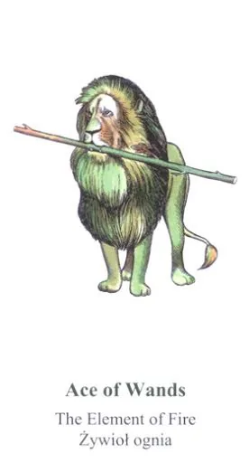 Ace of Wands card from the The Apocalypse Tarot deck