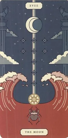 The Moon card from the Arcana Iris Sacra Tarot deck
