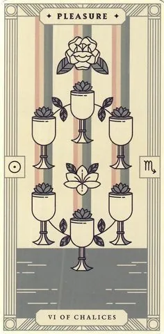 6 of Chalices card from the Arcana Iris Sacra Tarot deck