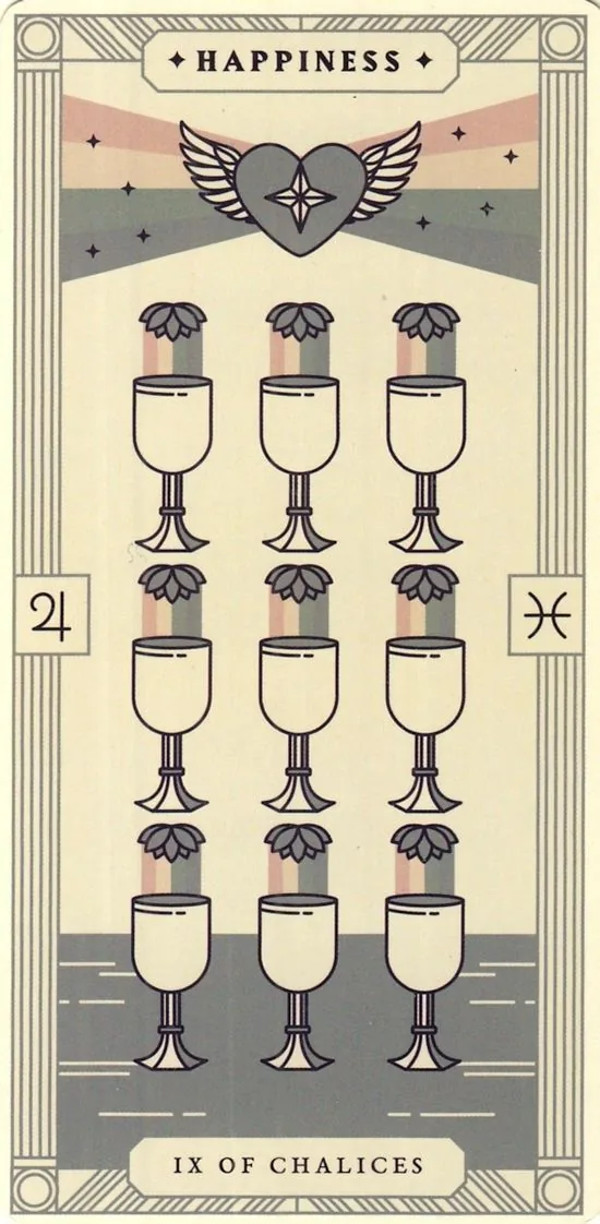 9 of Chalices card from the Arcana Iris Sacra Tarot deck