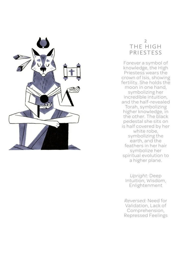 The High Priestess card from the Arcanis Tarot deck