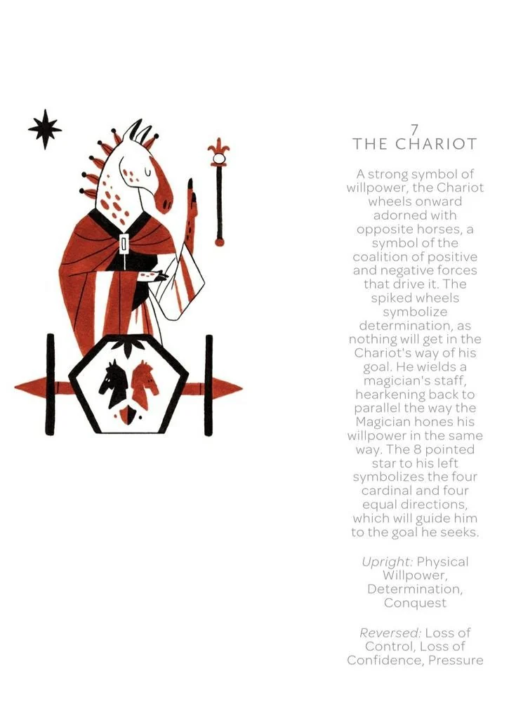 The Chariot card from the Arcanis Tarot deck
