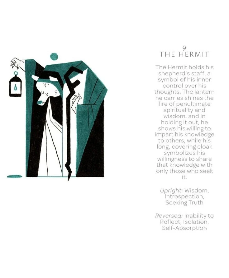 The Hermit card from the Arcanis Tarot deck