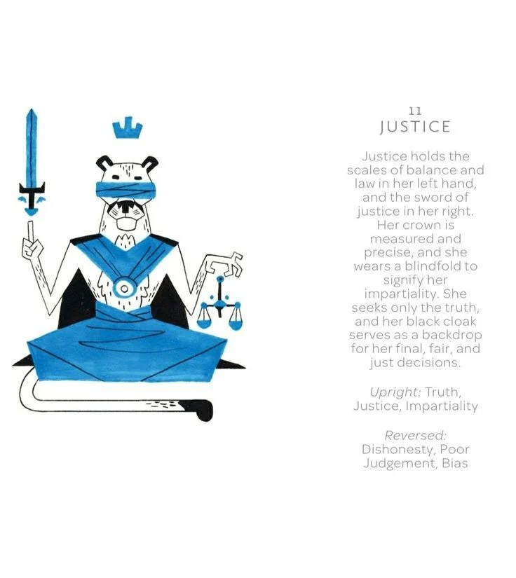 Justice card from the Arcanis Tarot deck