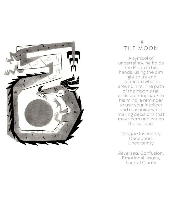 The Moon card from the Arcanis Tarot deck