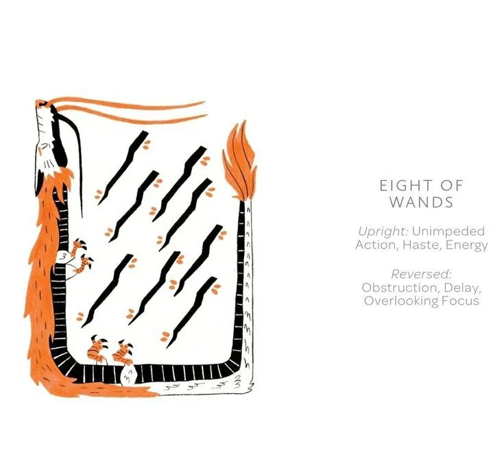 8 of Wands card from the Arcanis Tarot deck