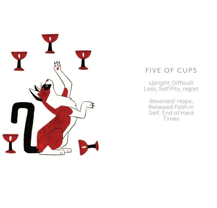 5 of Cups card from the Arcanis Tarot deck