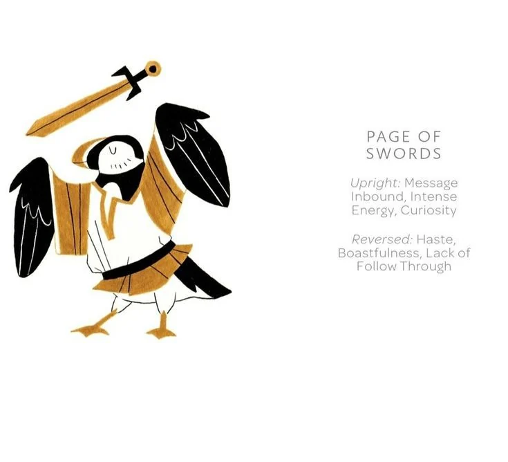 Page of Swords card from the Arcanis Tarot deck