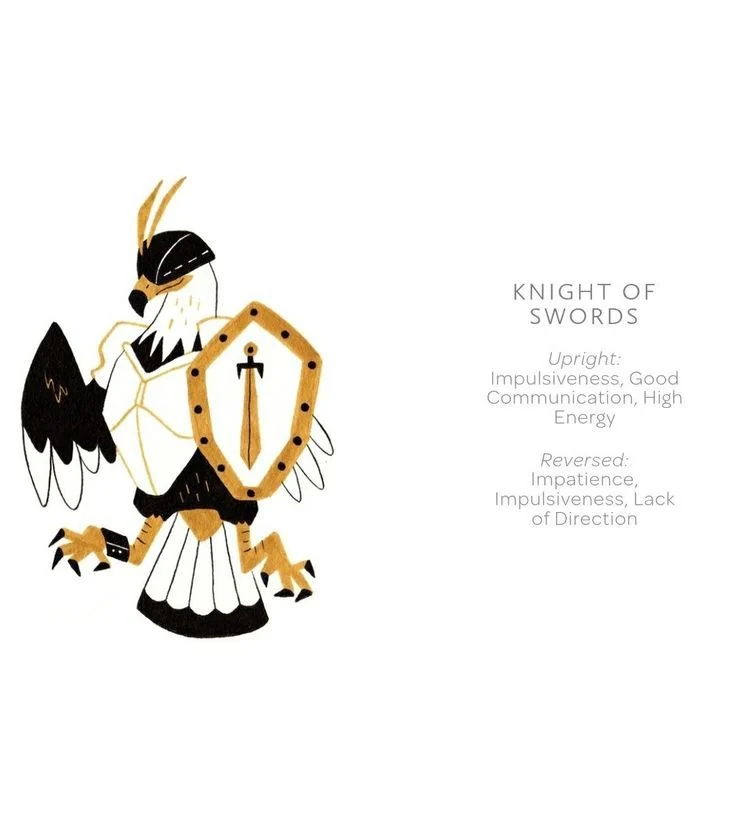 Knight of Swords card from the Arcanis Tarot deck