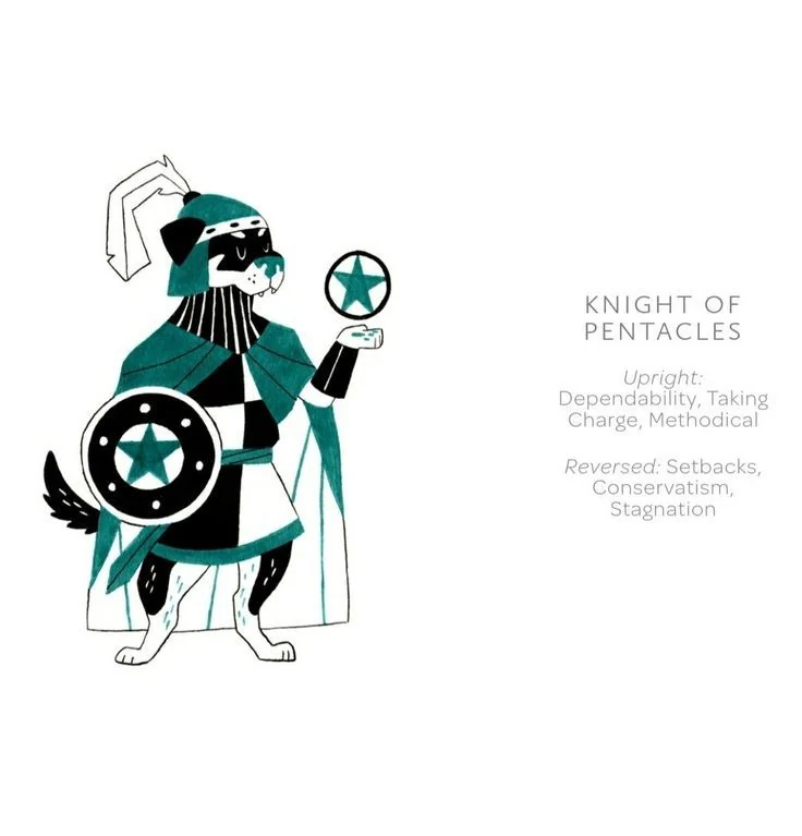 Knight of Pentacles card from the Arcanis Tarot deck