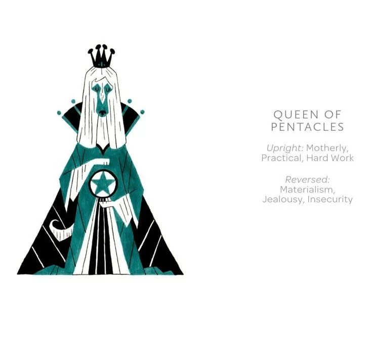 Queen of Pentacles card from the Arcanis Tarot deck