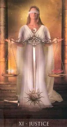 Justice card from the Arcanum Tarot deck
