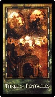 Three of Pentacles from The Archeon Tarot deck