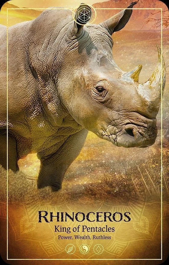 Rhinoceros card from the Ark Animal Tarot deck