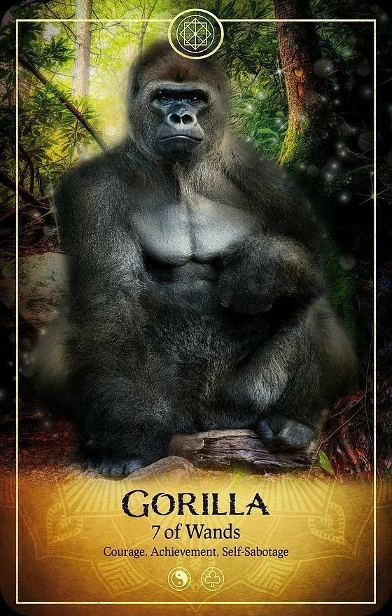 Gorilla card from the Ark Animal Tarot deck
