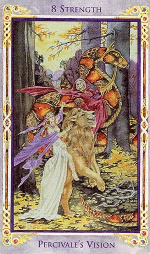 8 Strength card from the Arthurian Tarot deck