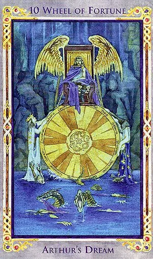 10 Wheel of Fortune card from the Arthurian Tarot deck