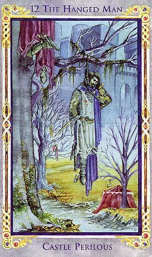 12 The Hanged Man card from the Arthurian Tarot deck