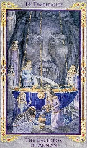 14 Temperance card from the Arthurian Tarot deck