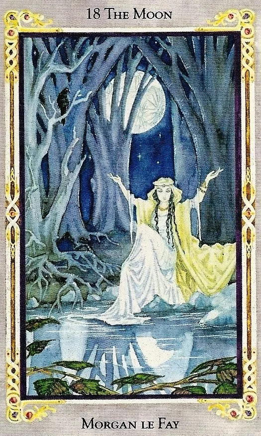 18 The Moon card from the Arthurian Tarot deck