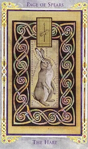 Page of Spears card from the Arthurian Tarot deck