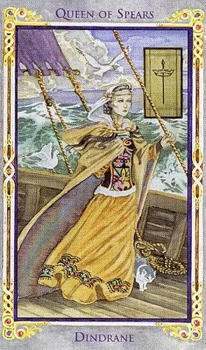 Queen of Spears card from the Arthurian Tarot deck