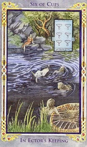 Six of Cups card from the Arthurian Tarot deck