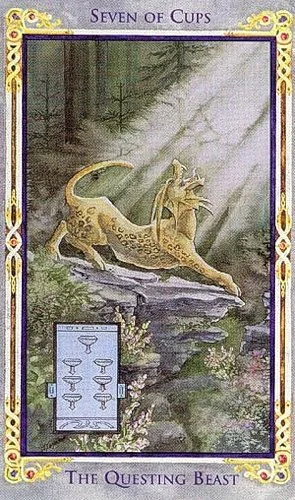 Seven of Cups card from the Arthurian Tarot deck