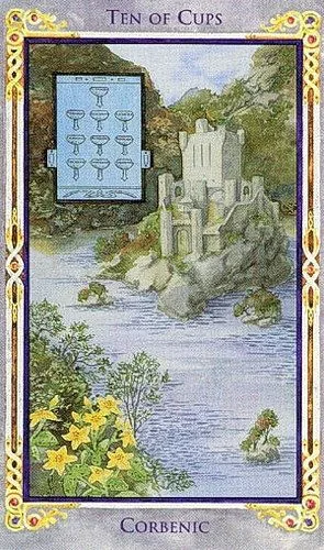 Ten of Cups card from the Arthurian Tarot deck