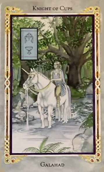 Knight of Cups card from the Arthurian Tarot deck