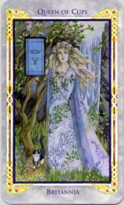 Queen of Cups card from the Arthurian Tarot deck