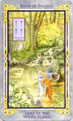 Four of Swords card from the Arthurian Tarot deck