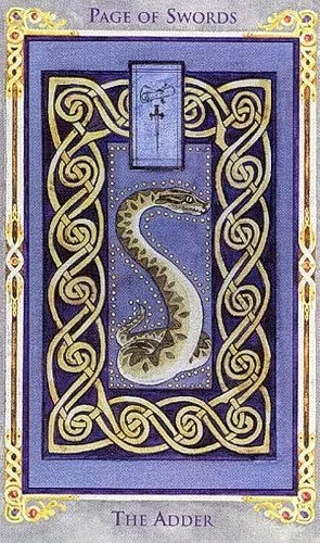 Page of Swords card from the Arthurian Tarot deck